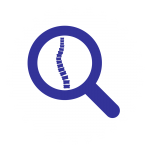 Electronic monitoring icon showing magnifying glass and spine